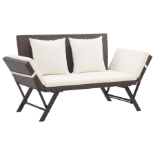 vidaXL barna polyrattan kerti pad párnával 176 cm kerti bútor