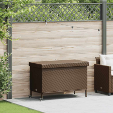 vidaXL barna polyrattan kerti tárolóláda kerekekkel 110x55x73 cm (4103827) kerti tárolás