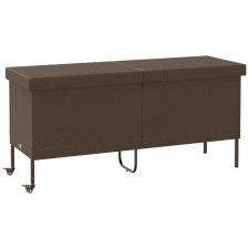 vidaXL barna polyrattan kerti tárolóláda kerekekkel 160x55x75 cm kerti tárolás