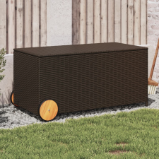 vidaXL barna polyrattan kerti tárolóláda kerekekkel 190 L kerti tárolás