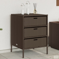 vidaXL Barna polyrattan kerti tárolószekrény 55 x 59 x 80 cm kerti tárolás