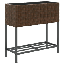 vidaXL barna polyrattan kerti ültetőláda polccal (366388) kerti tárolás
