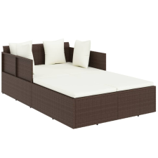 vidaXL barna polyrattan napozóágy párnával 182 x 118 x 63 cm (362266) kerti bútor