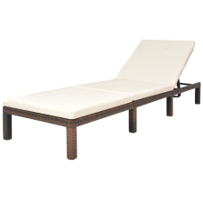 vidaXL barna polyrattan napozóágy párnával (42845) kerti bútor
