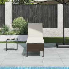 vidaXL barna polyrattan napozóágy párnával 55x200x44 cm kerti bútor