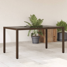 vidaXL barna polyrattan üveglapos kerti asztal 150 x 90 x 75 cm kerti bútor