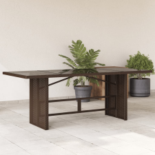 vidaXL barna polyrattan üveglapos kerti asztal 190x80x75 cm kerti bútor