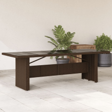 vidaXL barna polyrattan üveglapos kerti asztal 240 x 90 x 75 cm kerti bútor