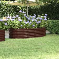 vidaXL Barna porszórt acél kerti magaságyás 152x80x36 cm kerti tárolás