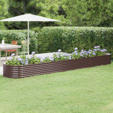 vidaXL Barna porszórt acél kerti magaságyás 440x80x36 cm kerti tárolás
