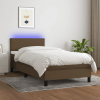vidaXL barna szövet rugós és LED-es ágy matraccal 100x200 cm
