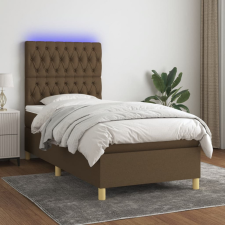 vidaXL barna szövet rugós és LED-es ágy matraccal 100x200 cm ágy és ágykellék