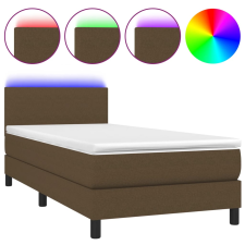 vidaXL barna szövet rugós és LED-es ágy matraccal 100x200 cm (3132976) ágy és ágykellék