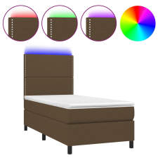 vidaXL barna szövet rugós és LED-es ágy matraccal 100x200 cm (3134776) ágy és ágykellék