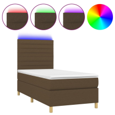 vidaXL barna szövet rugós és LED-es ágy matraccal 100x200 cm (3135496) ágy és ágykellék
