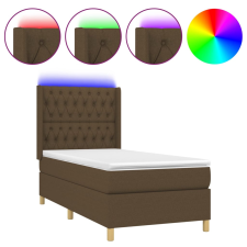 vidaXL barna szövet rugós és LED-es ágy matraccal 100x200 cm (3139096) ágy és ágykellék