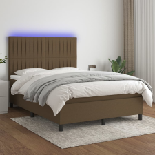 vidaXL barna szövet rugós és LED-es ágy matraccal 140x190 cm ágy és ágykellék