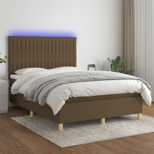 vidaXL barna szövet rugós és LED-es ágy matraccal 140x190 cm ágy és ágykellék