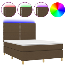 vidaXL barna szövet rugós és LED-es ágy matraccal 140x190 cm (3135352) ágy és ágykellék