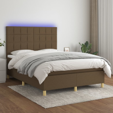 vidaXL barna szövet rugós és LED-es ágy matraccal 140x200 cm ágy és ágykellék