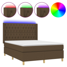 vidaXL barna szövet rugós és LED-es ágy matraccal 140x200 cm (3139120) ágy és ágykellék