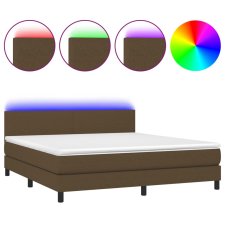 vidaXL barna szövet rugós és LED-es ágy matraccal 160x200 cm (3133008) ágy és ágykellék