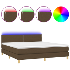 vidaXL barna szövet rugós és LED-es ágy matraccal 160x200 cm (3133648) ágy és ágykellék