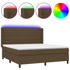 vidaXL barna szövet rugós és LED-es ágy matraccal 160x200 cm (3138408) ágy és ágykellék