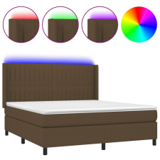 vidaXL barna szövet rugós és LED-es ágy matraccal 160x200 cm (3138488) ágy és ágykellék