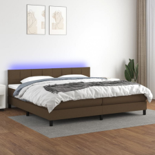 vidaXL Barna szövet rugós és LED-es ágy matraccal 200x200 cm ágy és ágykellék