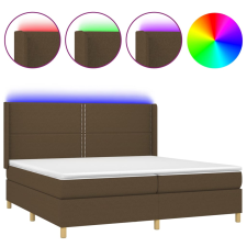 vidaXL barna szövet rugós és LED-es ágy matraccal 200x200 cm (3138824) ágy és ágykellék