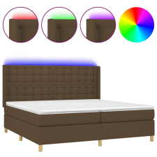 vidaXL barna szövet rugós és LED-es ágy matraccal 200x200 cm (3139224) ágy és ágykellék