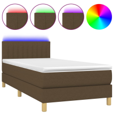 vidaXL barna szövet rugós és LED-es ágy matraccal 90x190 cm (3133840) ágy és ágykellék