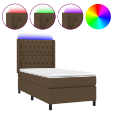 vidaXL barna szövet rugós és LED-es ágy matraccal 90x190 cm (3138520) ágy és ágykellék