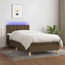 vidaXL barna szövet rugós és LED-es ágy matraccal 90x200 cm ágy és ágykellék