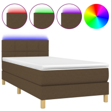 vidaXL barna szövet rugós és LED-es ágy matraccal 90x200 cm (3133688) ágy és ágykellék