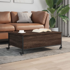 vidaXL barna tölgy szerelt fa dohányzóasztal kerekekkel 91x55x34 cm bútor