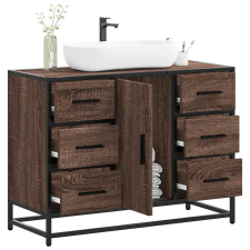 vidaXL barna tölgy szerelt fa fürdőszobai mosdószekrény 80x33x60 cm fürdőszoba bútor