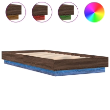 vidaXL barna tölgy színű ágykeret LED-világítással 90 x 200 cm (839517) ágy és ágykellék