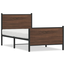 vidaXL barna tölgy színű fém ágykeret fej- és lábtámlával 75 x 190 cm ágy és ágykellék