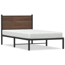 vidaXL barna tölgy színű fém ágykeret fejtámlával 107 x 203 cm ágy és ágykellék