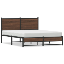 vidaXL barna tölgy színű fém ágykeret fejtámlával 140 x 190 cm ágy és ágykellék