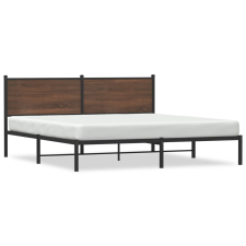vidaXL barna tölgy színű fém ágykeret fejtámlával 180 x 200 cm ágy és ágykellék