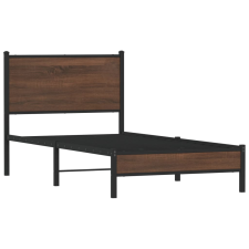 vidaXL barna tölgy színű fém ágykeret fejtámlával 90 x 190 cm (4007914) ágy és ágykellék