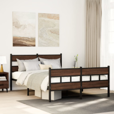 vidaXL barna tölgy színű fém ágykeret matrac nélkül 160 x 200 cm ágy és ágykellék