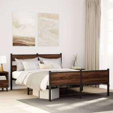 vidaXL barna tölgy színű fém ágykeret matrac nélkül 160 x 200 cm ágy és ágykellék