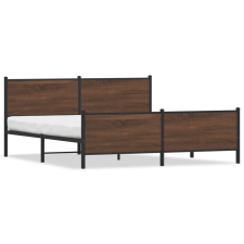 vidaXL barna tölgy színű fém ágykeret matrac nélkül 193 x 203 cm ágy és ágykellék