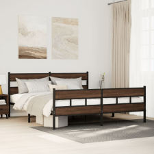 vidaXL barna tölgy színű fém ágykeret matrac nélkül 193 x 203 cm ágy és ágykellék