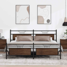 vidaXL barna tölgy színű fém ágykeret matrac nélkül 193 x 203 cm ágy és ágykellék