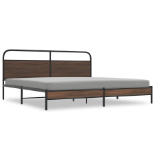 vidaXL barna tölgy színű fém ágykeret matrac nélkül 200 x 200 cm (3318702) ágy és ágykellék